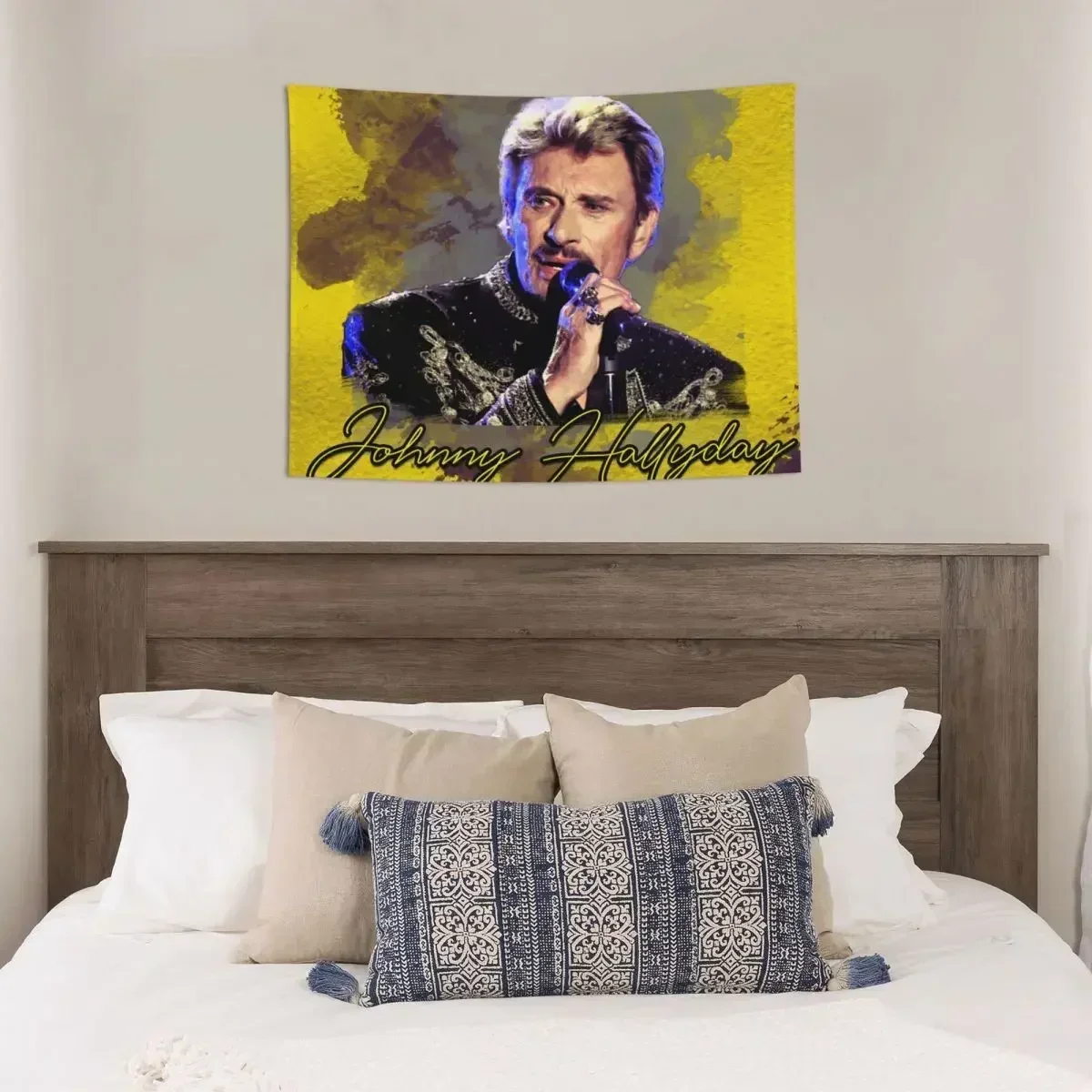 Johnny Hallyday Tapestry Hippie Polyester Wall Hanging Singer Room Decoration Background Cloth Psychedelic Blanket