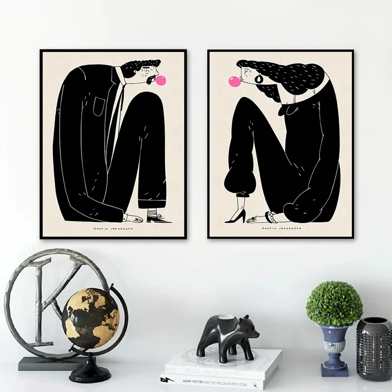 

Black White Man Posters and Prints Modern Fashion Figure Canvas Paintings Wall Art Pictures for Living Room Interior Home Decor