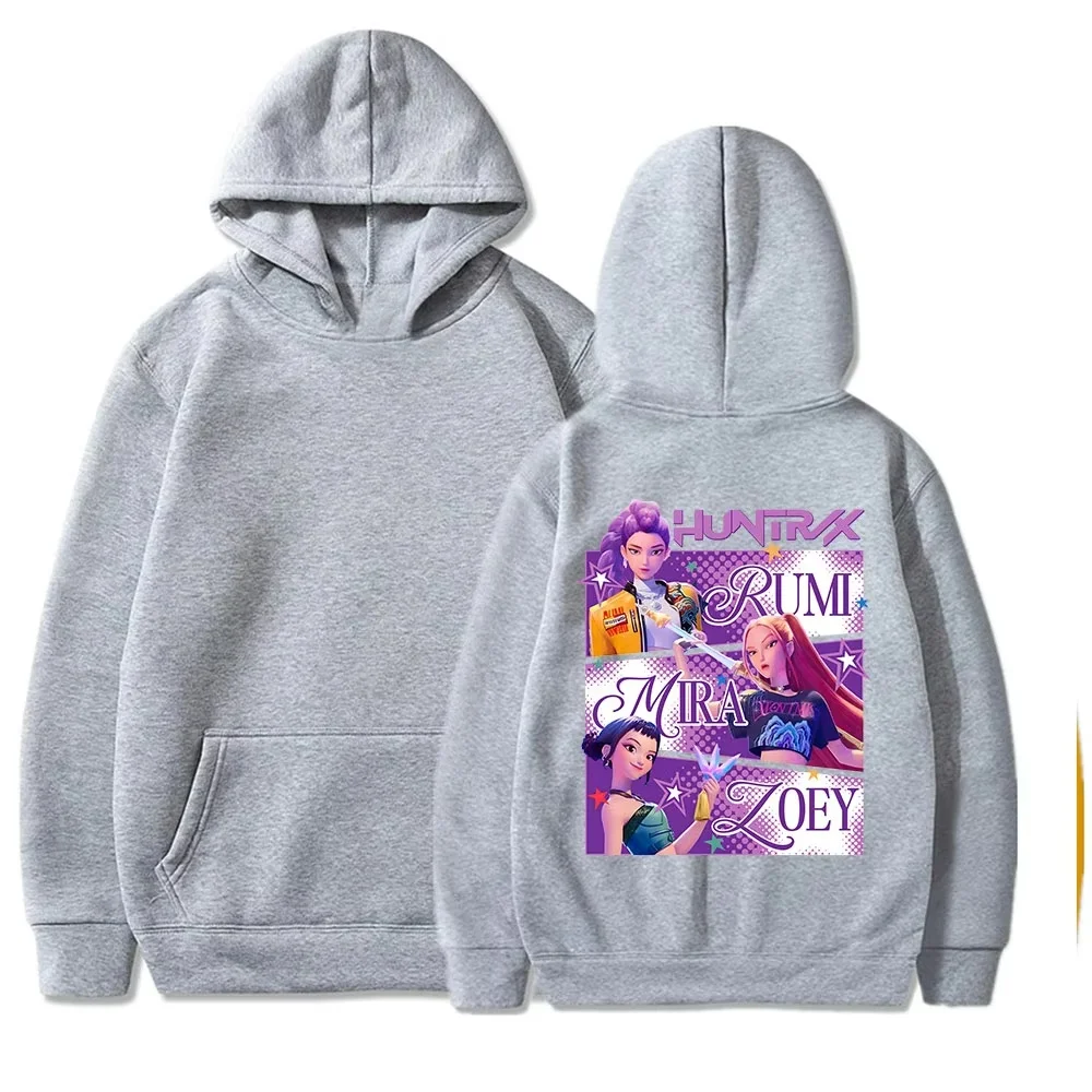 Damen-Kapuzenpullover, Kpop Demon Hunters-Muster, Kapuzenpullover, Street-Fashion-Sweatshirt, warmer und bequemer Stil