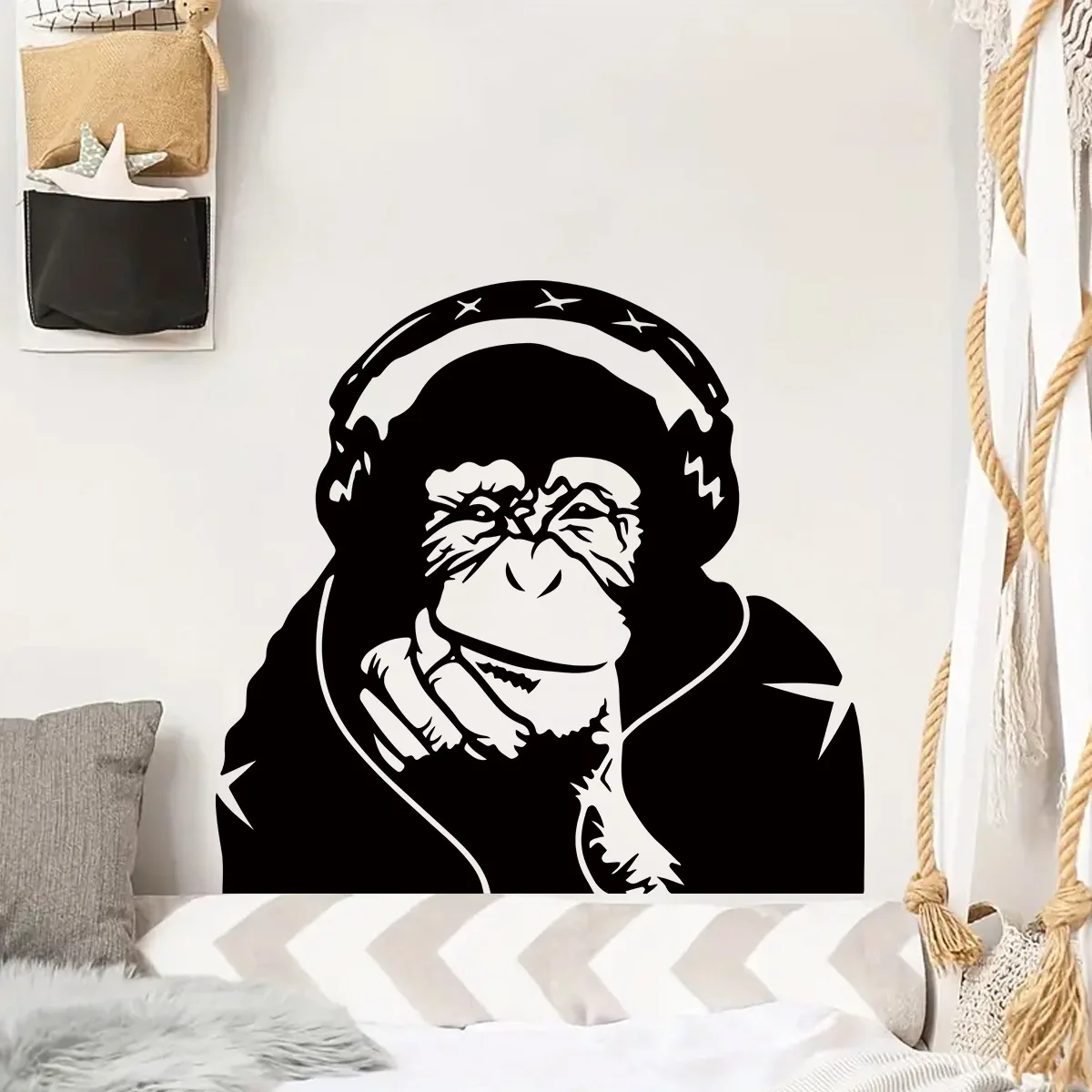 Hip-hop Punk Chimpanzee Wall Stickers for Bedroom Living Room Home Decoration Self Adhesive Wall Decals Office Art Walppaper