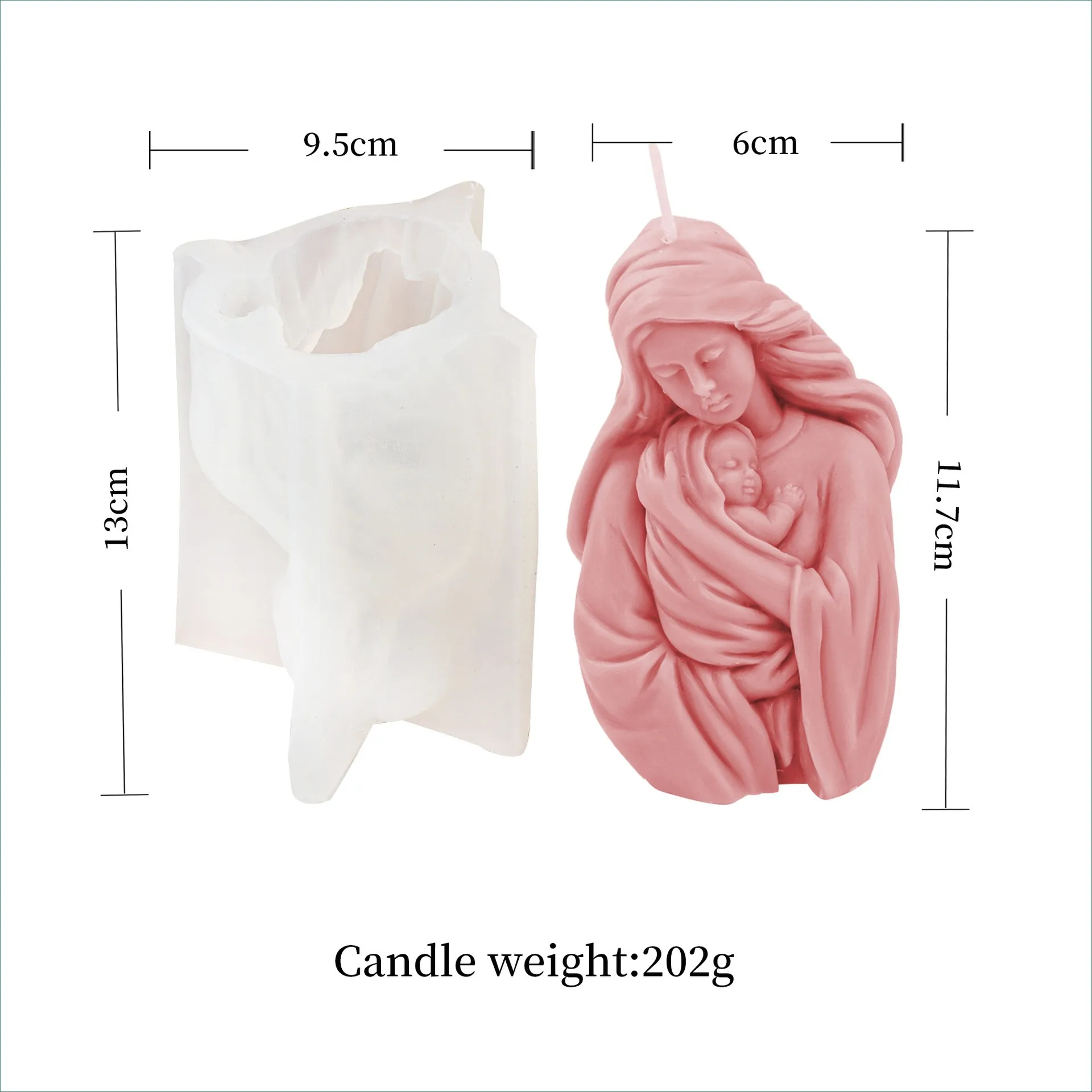 Large Size Mom and Baby Art Silicone Mold Mother's Day Gift Aromatherapy Candle Plaster Handmade Ornaments Candle Silicone mold