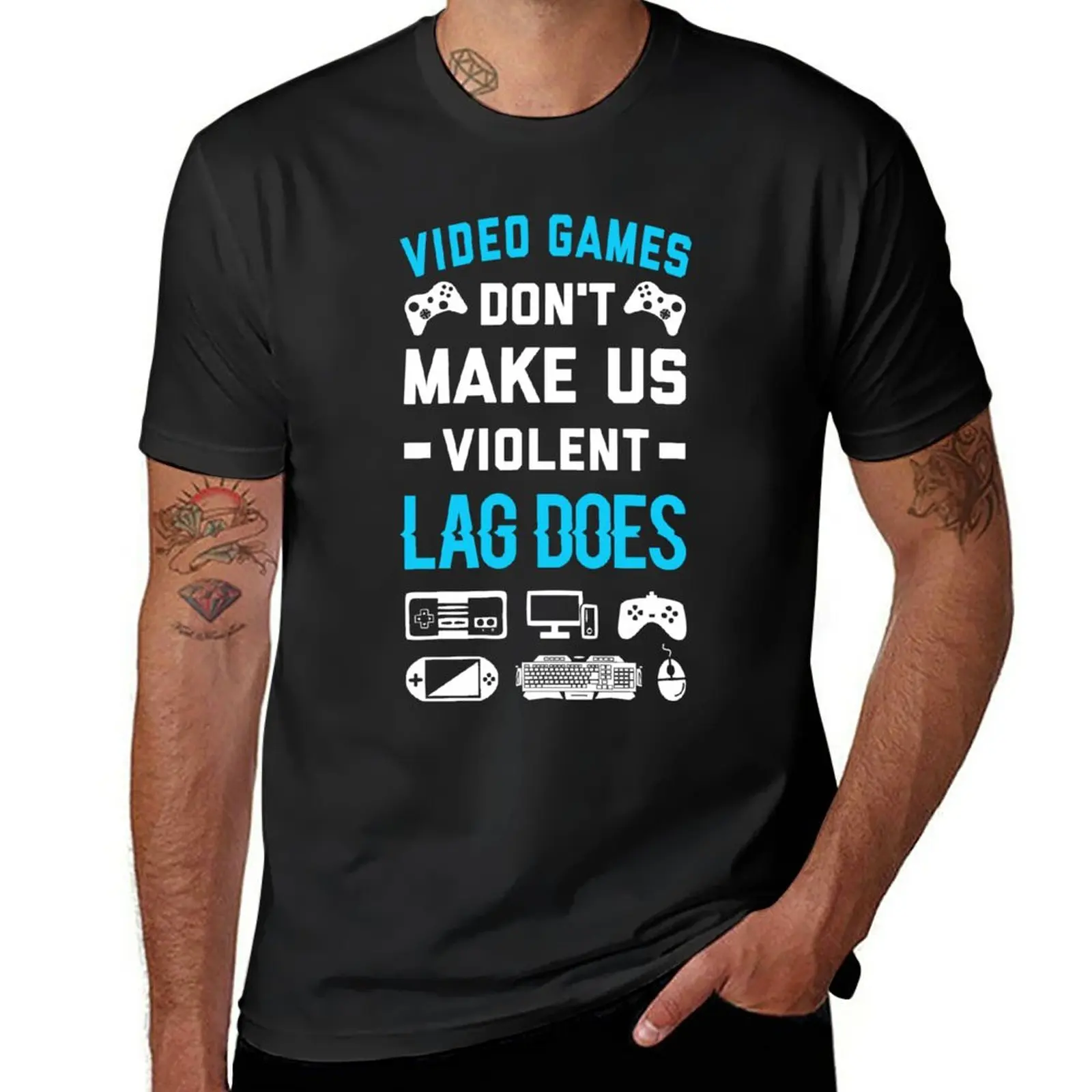 

Video Games Don't Make Us Violent Lag Does T-Shirt customizeds oversized blacks tops T-shirt men