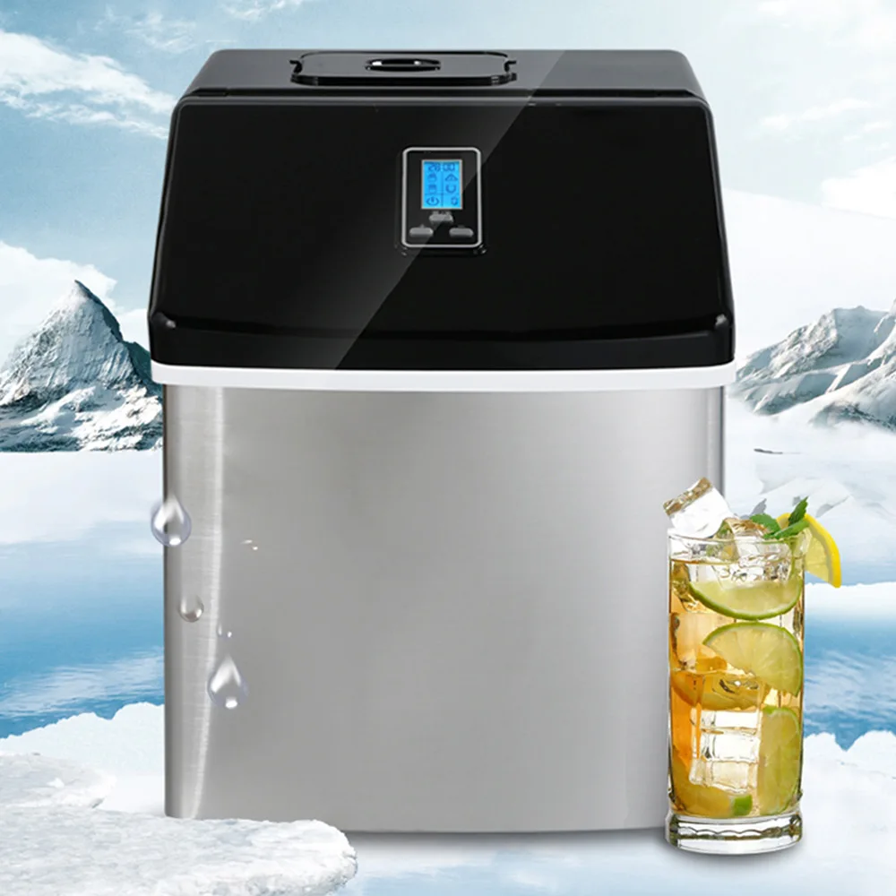 25KG Commercial Ice Cube Machine Household Ice Maker Square Ice Generator Manual Water Injection