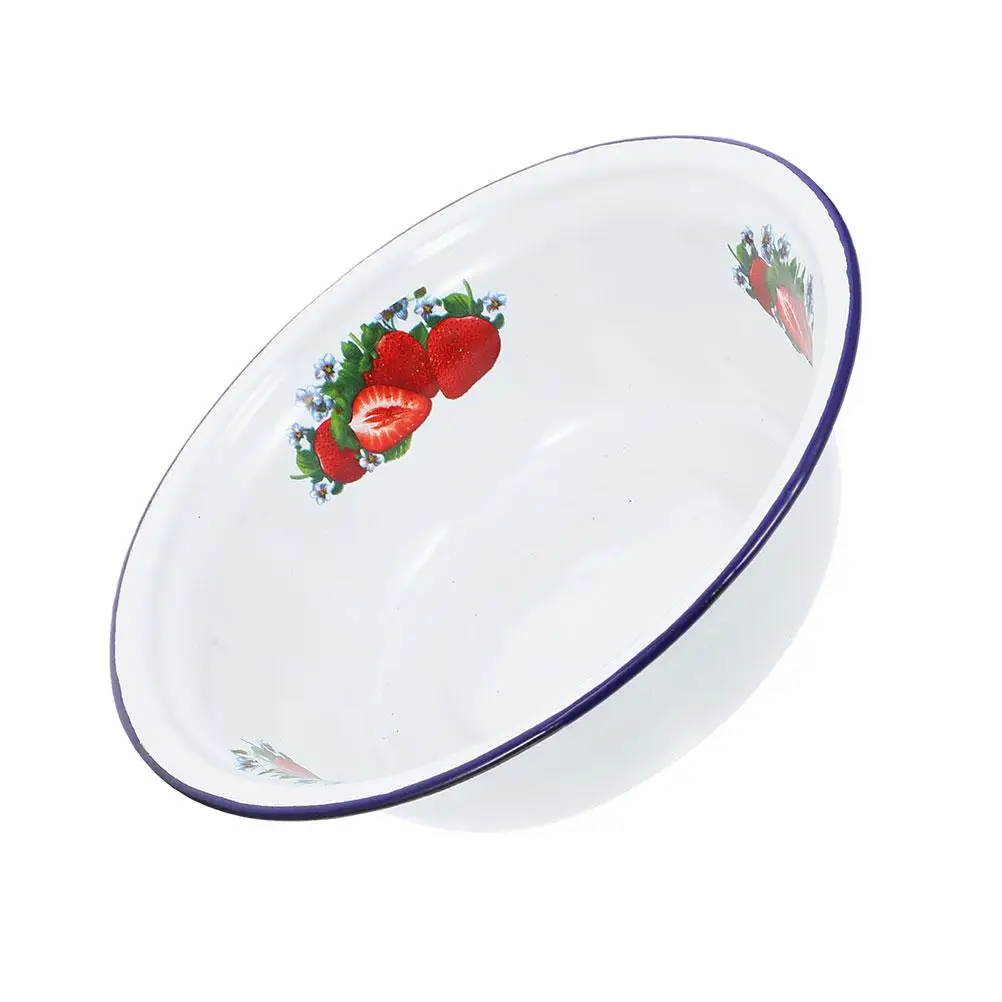 

Retro Enamel Basin Soup Noodle Bowl Vintage Kitchen Supply Deep Storage Bowl Healthy Material Easy Clean Home Use