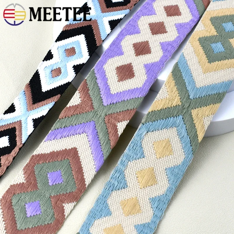 1/2/3/5Meters 38/50mm Meetee Ethnic Printed Nylon Webbing Strap Jacquard Polyester Ribbon Belt Band Backpack Tape Braid Sewing