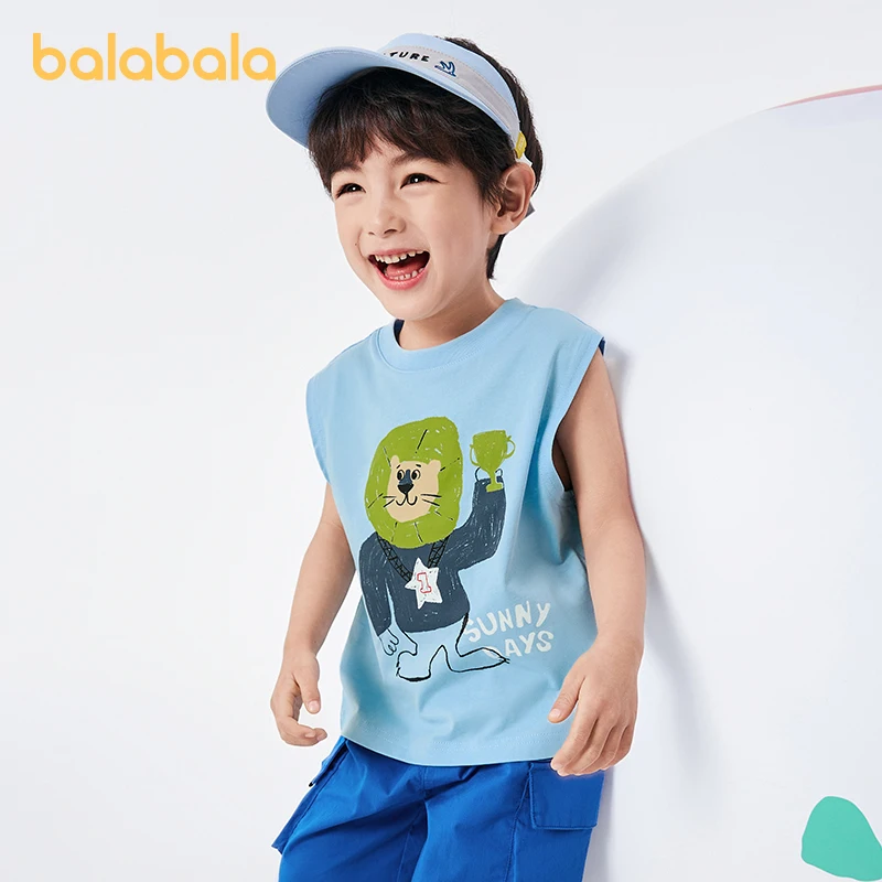 Balabala abbigliamento per bambini neonati t-shirt manica corta strato Base 2024 estate nuova collezione bambini gilet in puro cotone Trendy