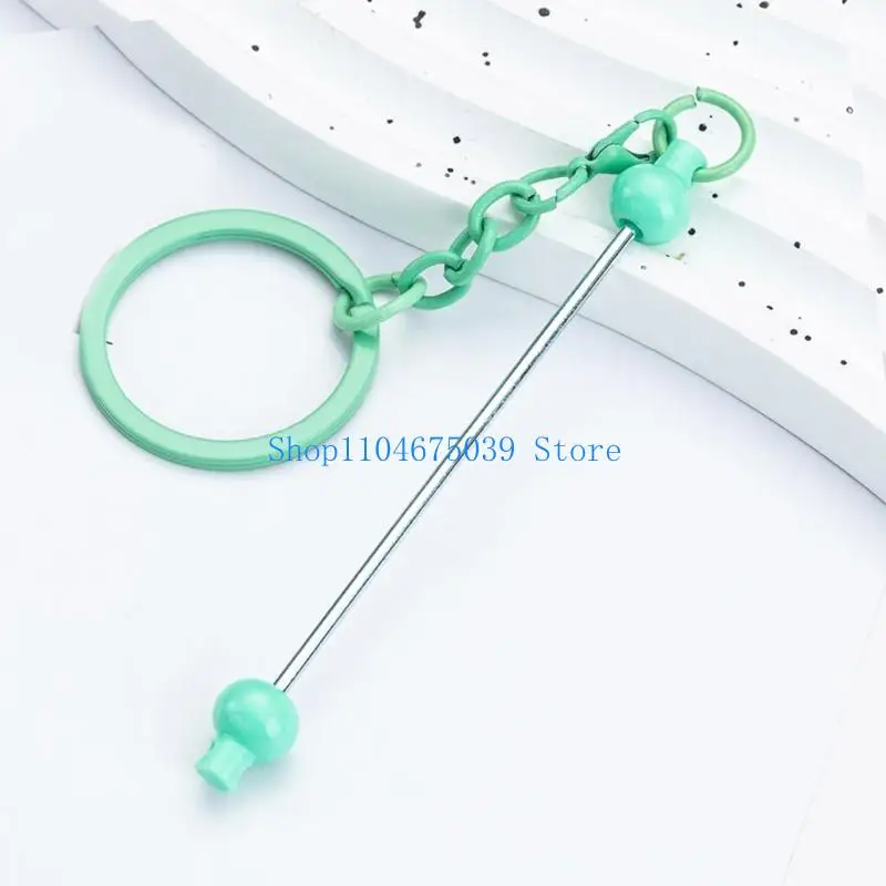 

5asd Elegant 12 Color DIY Bead Keychains Sturdy 12 Color Bead Keychain Unique Blank Keyrings For Creative DIY Crafts