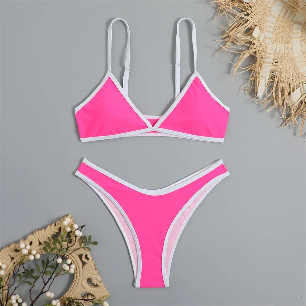 Y2K Bordered Bikini Thong Swimsuit Sexy Triangle Swimwear Two Piece Women Micro Bikinis Sets Beach Bathing Suit Traje Bano Mujer