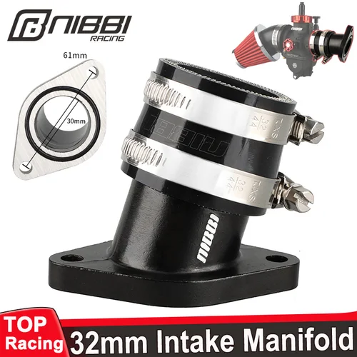 Imagen 1 del producto NIBBI-colector de admisión de motocicleta, adaptador de interfaz de carburador de goma de 32mm/30mm compatible con conector de motor Yamaha ATV Pit Dirt Bike