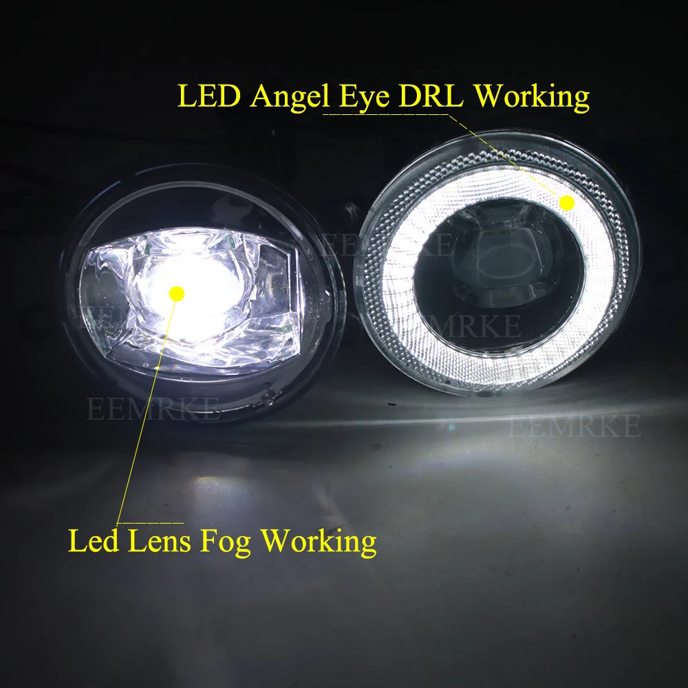 Upgrade Led Car Fog Lights Assembly Head Lamp for Scion xA 2006 2007 Angel Eyes DRL Daytime Running Lamp w/ Lens 15W