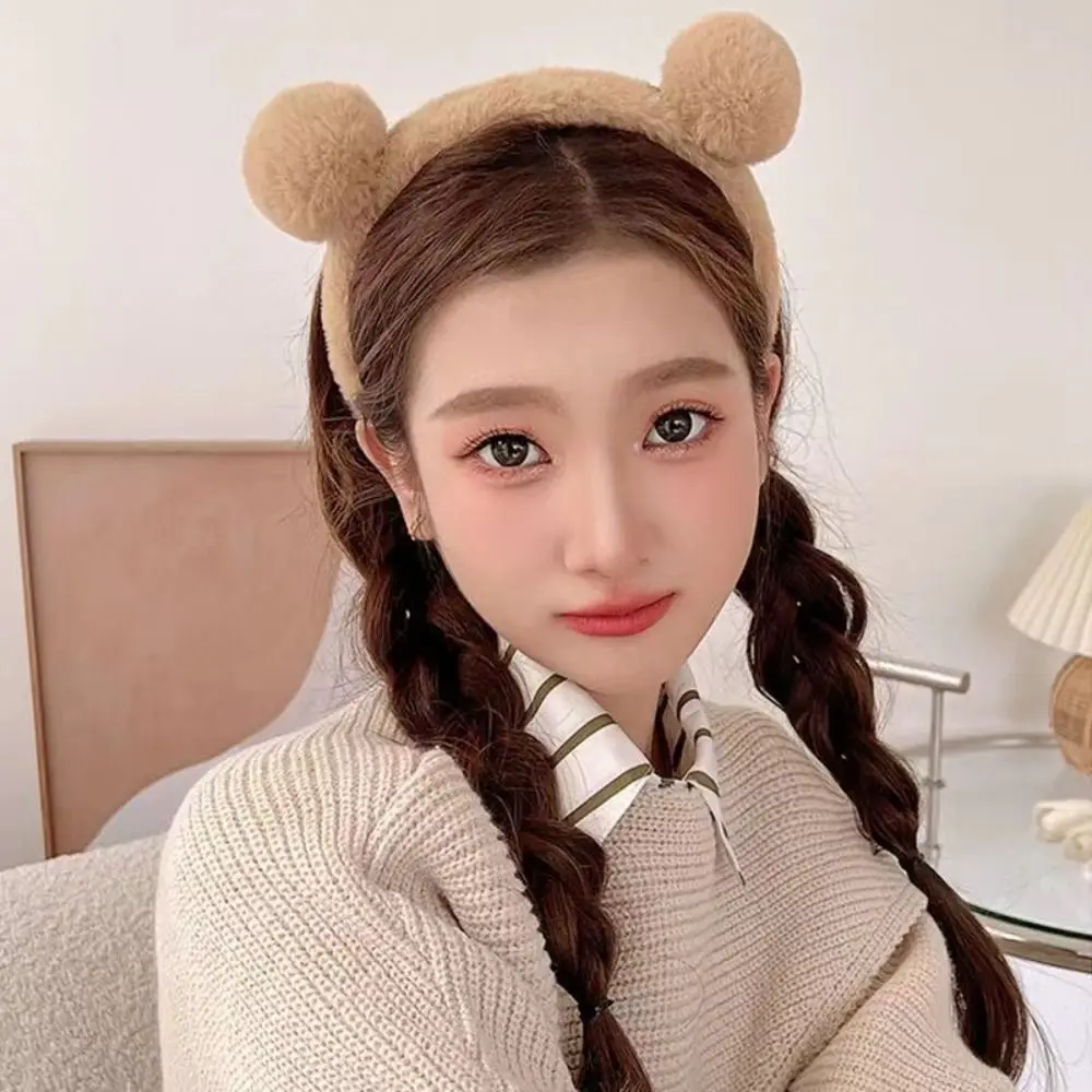 Cute Cartoon Plush Bear Ear Hair Bands Women Hair Hoop Non-slip Headdress Headband 2 Colors High Quality Hair Accessories