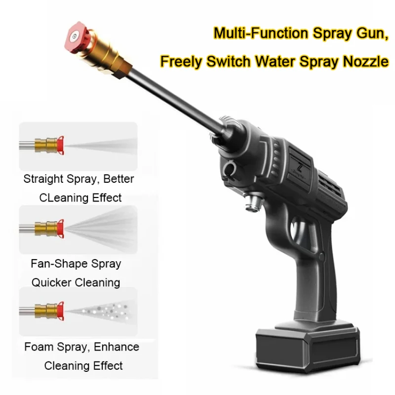 High-power car wash water gun car wireless lithium battery home and car dual-use models of high-pressure wireless car washer