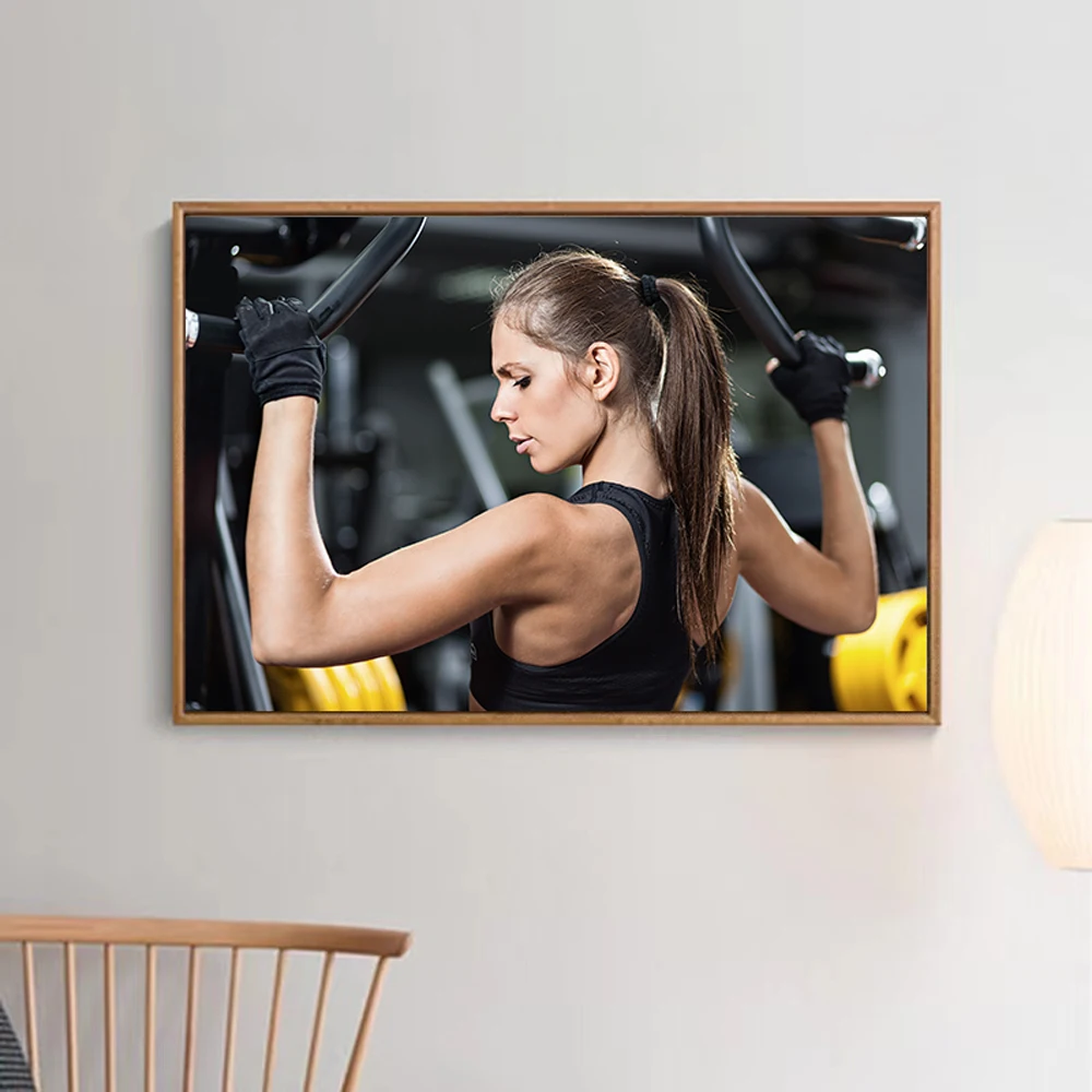 003 عرض العضلات اللياقة البدنية كمال الاجسام المرأة مثير جميل قوي طباعة الحرير المشارك الفن ديكور جدران الغرفة الداخلية هدية