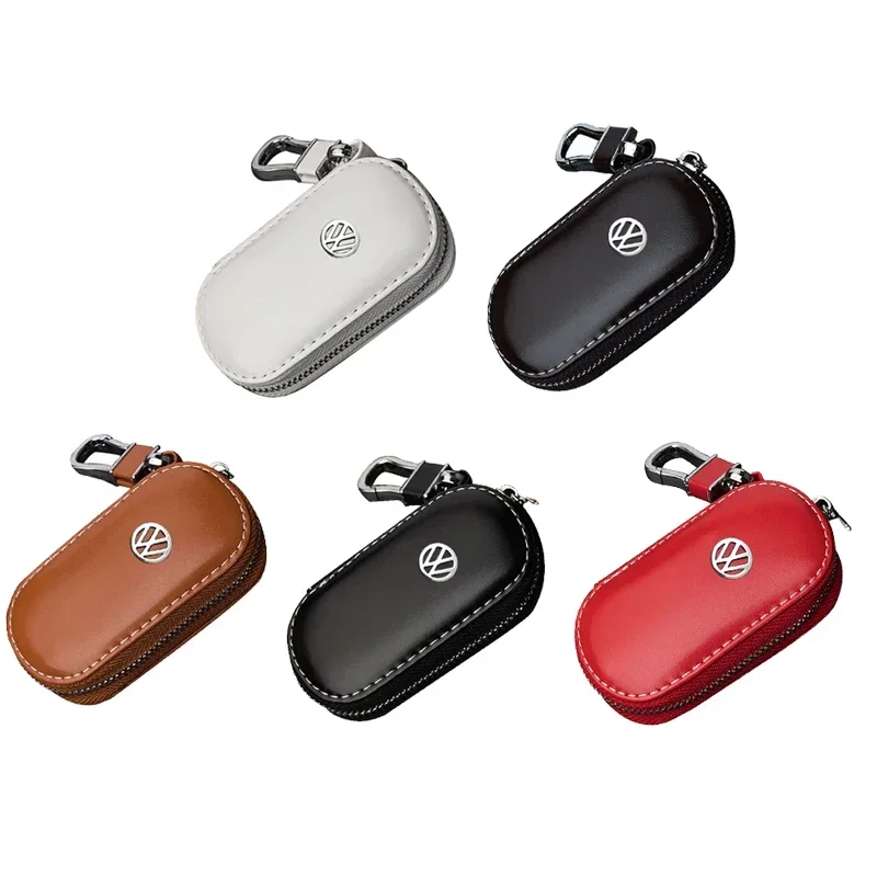 Leather Car Key Case Purse Cover for Volkswagen Sharan Golf Passat Jetta Touareg Tiguan Polo Sagitar Lavida Scirocco Accessories