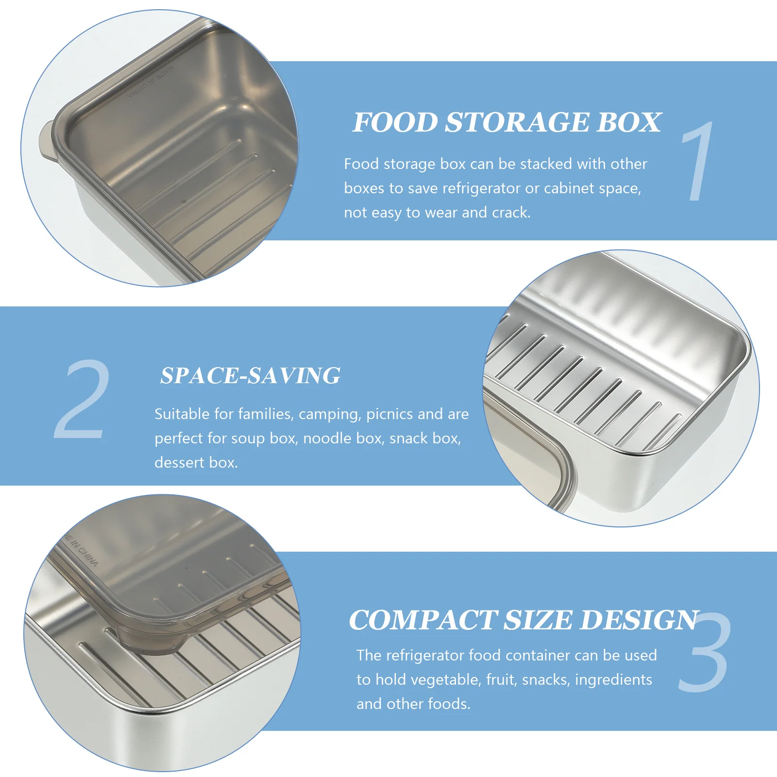 

Fresh Preservation Boxes Compact Food Storage Container For Fridge Airtight Reusable Freezer Holder Vegetable Fruit Snack