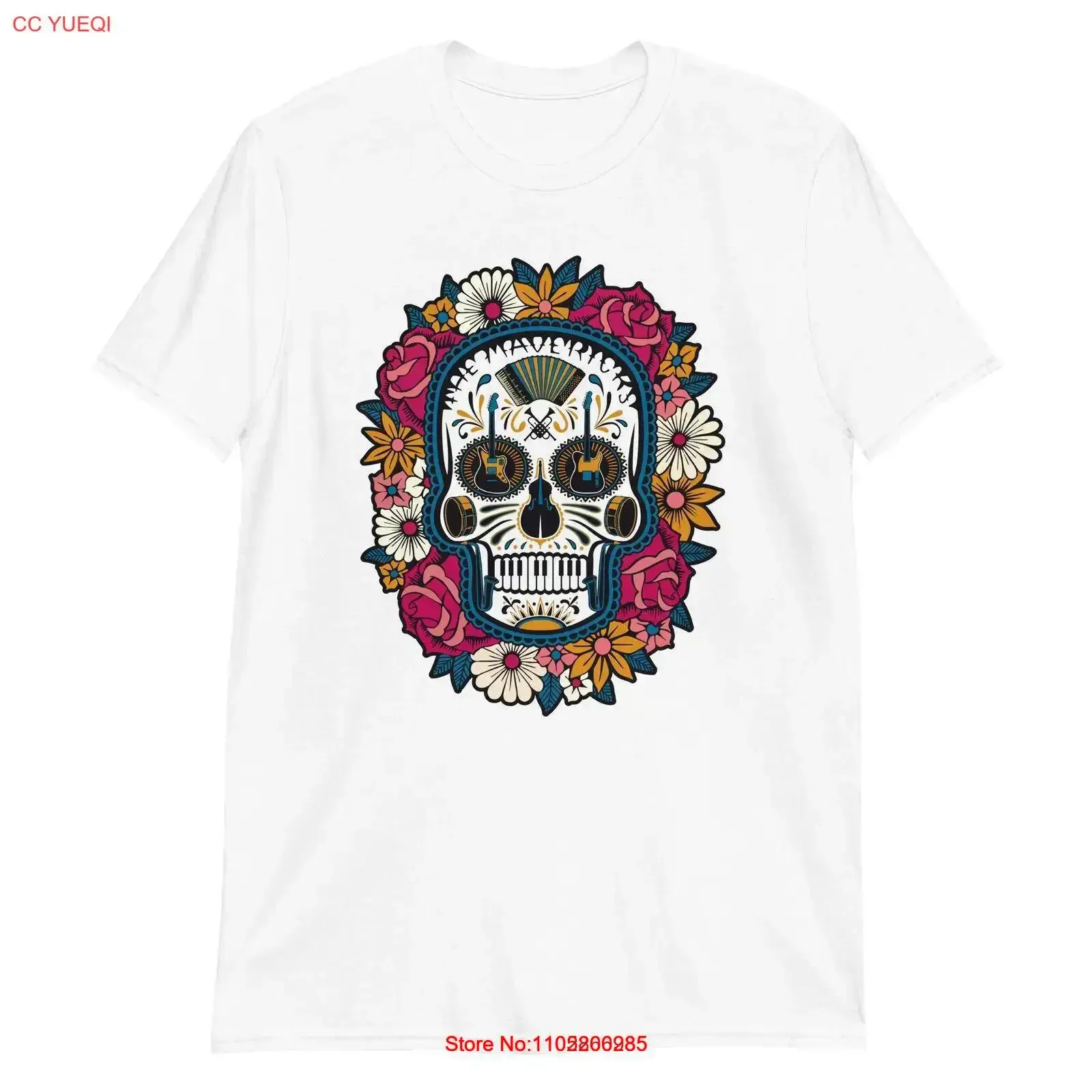 الجمجمة الموسيقى تي شيرت القوطية السائق الهيكل العظمي الغيتار روك الجرونج ريترو المعادن خمر غسلها مريحة تنفس الشارع الشهير #1