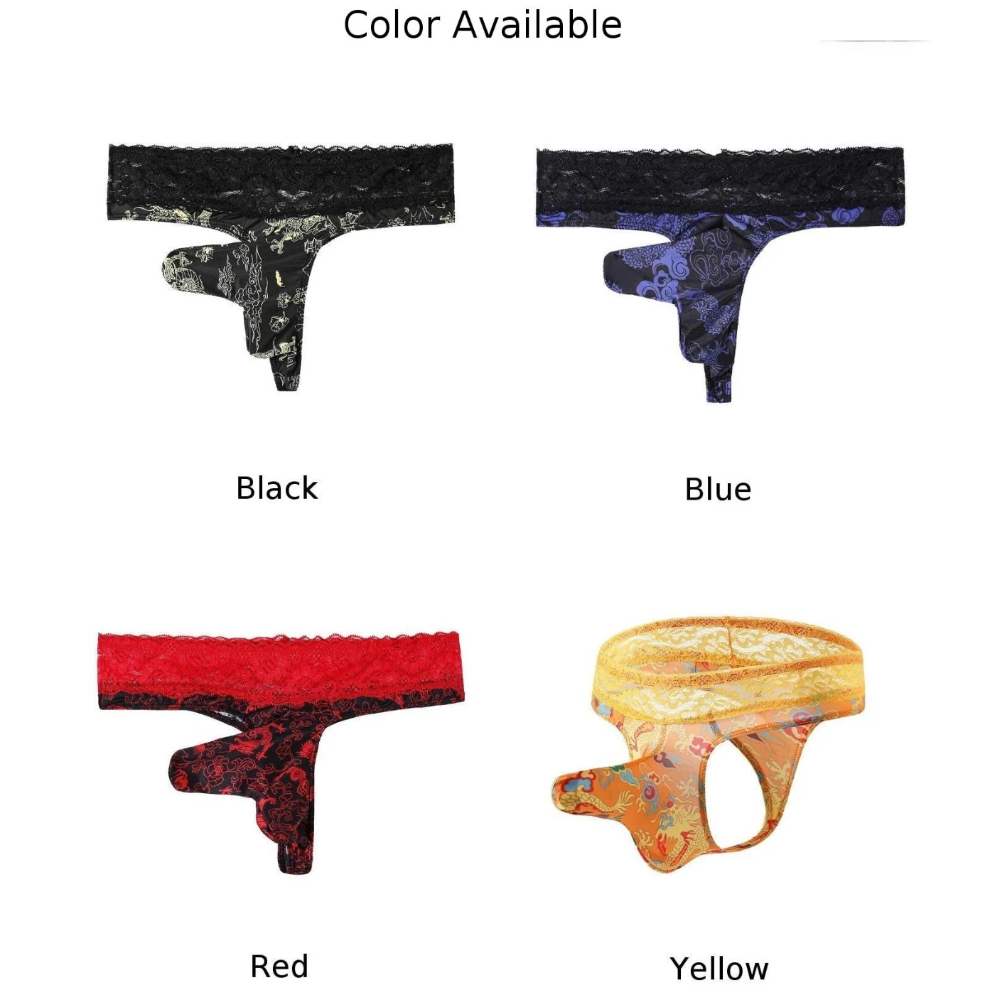 Sexy Men Lace T-Back Thongs Panties Sexy Elephant Nose Pouch G-String Briefs Underwear Gays JJ Sleeve Underpants Erotic Lingerie