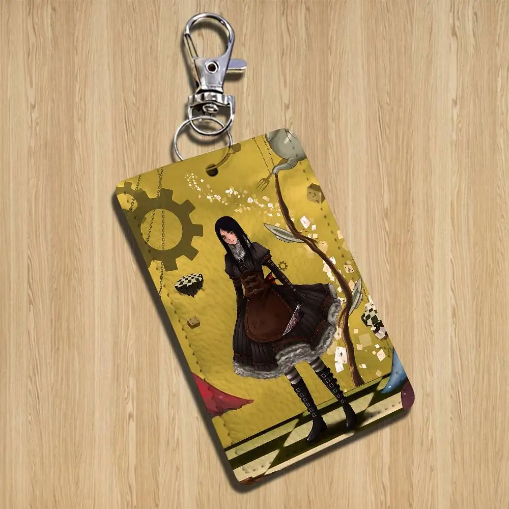 game A-Alice Madness Returns Keychain Holder Suitable For Subway Bank Card Bus Card Badge Holder Wallet Card Textured pattern