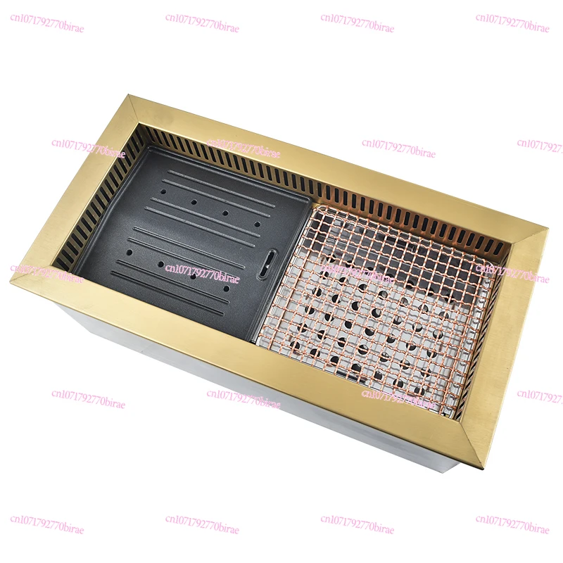 Korean Barbecue  Commercial Lower Exhaust Inlaid Charcoal  Square Integrated Carbon Grill
