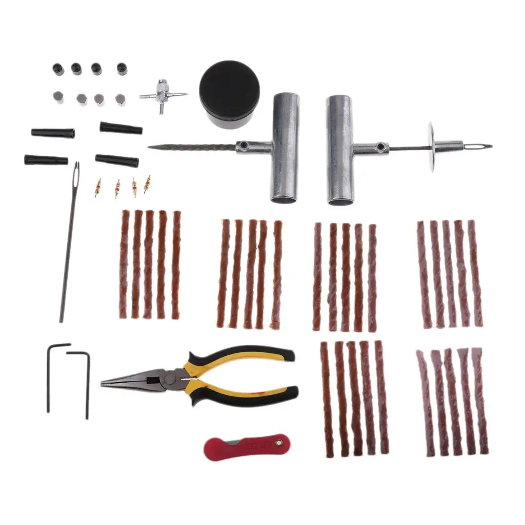 SUV Truck Car Tire Repair Kit Universal Plug Set Tool Heavy Duty 56 PCS