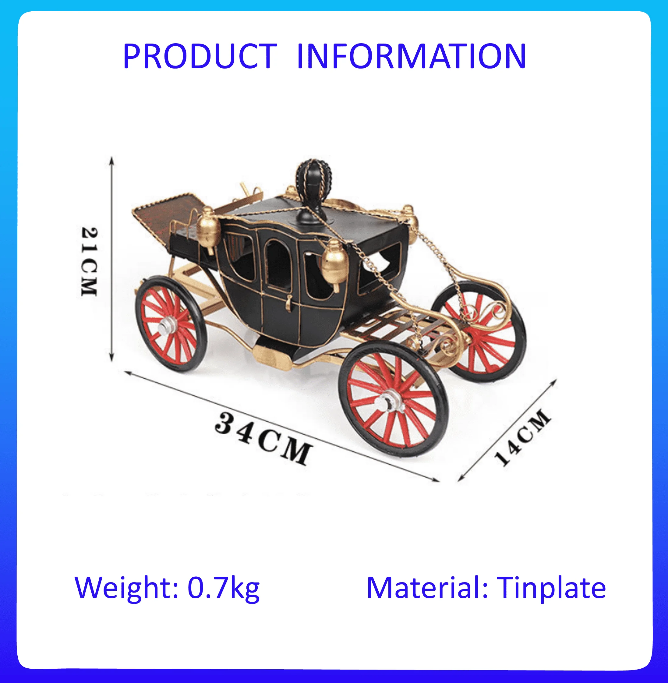 Simulation Of  Carriage Model Wrought Iron Retro Nostalgic Objects Collection Decoration Ornaments