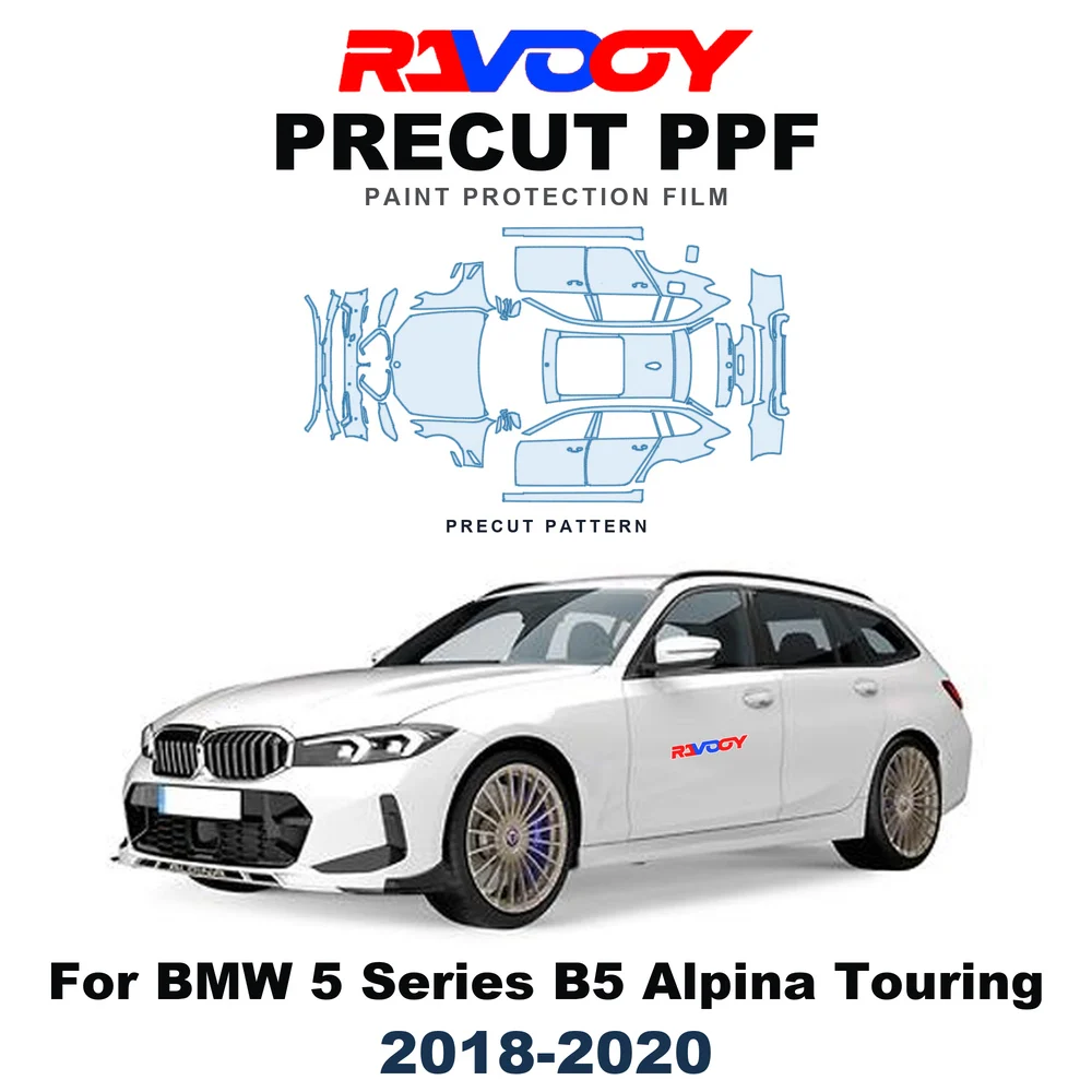 Precut PPF For BMW 5 Series B5 Alpina Touring 2018-2020 8.5mil TPU Paint Protection Film Hood Bonnet Bumper Headlight Clear Kit