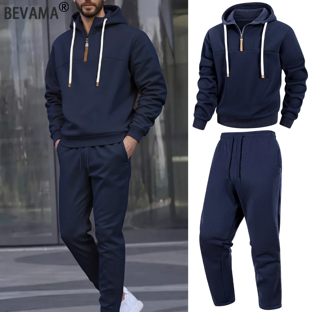 

Men's Sports Suit Style Spring Autumn Fleece Men's Casual Sportswear Zipper Sweater Daily Work Hooded Sweatshirts Pants Suit