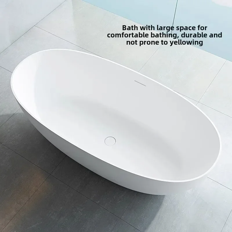 Free-standing artificial stone bathtub household small apartment hotel B & B double couple oval