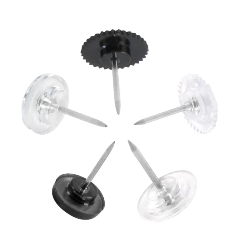 50/100 Miếng Bánh Răng-Hình Đẩy Chân Đầu Dẹt Bản Đồ Chân Rõ Ràng Pushpins Cho Nút Chai Ban, trong Suốt May Chân Cho Vải May
