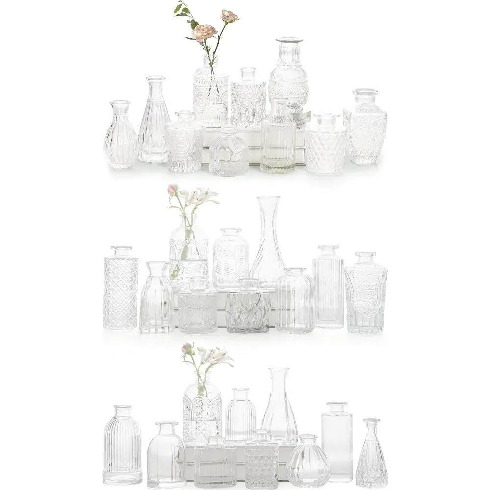 Glass Bud Vase Set of 30 - Small Vases for Flowers, Clear Bud Vases in Bulk, Cute Glass Vases for Centerpieces, Mini Vintage Vas