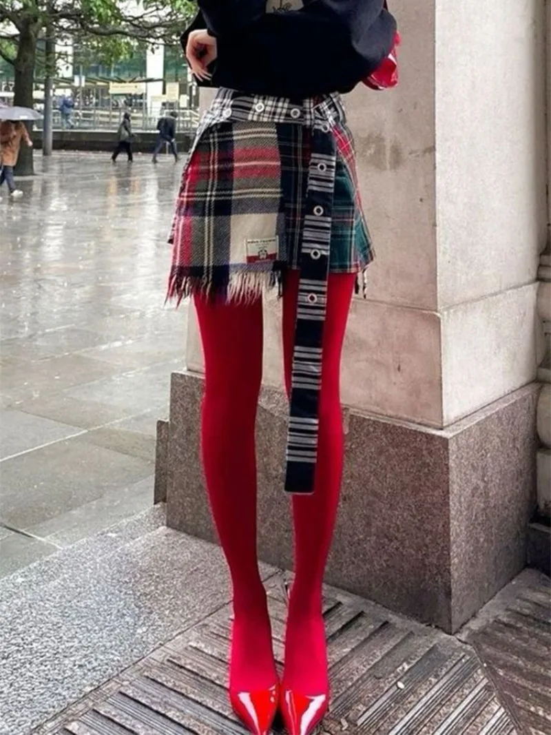 Trendix Neue Rote Strümpfe Frauen Bodycon Super Elastische Durchsichtige Spitze Strumpfhosen Herbst Sexy Schlanke Elegante Burgunder Strumpfhosen Winter – Detail 6
