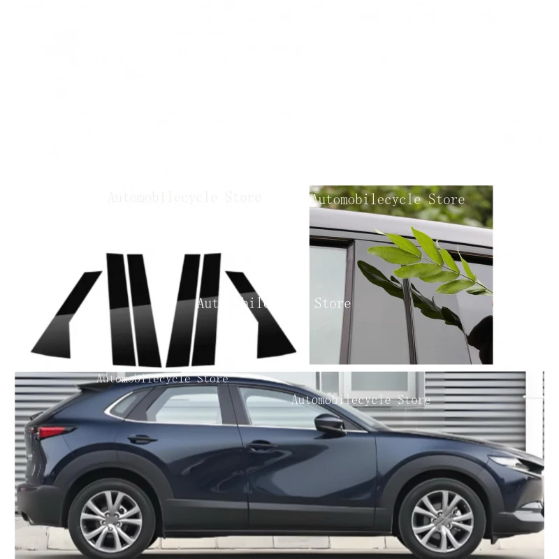 

6PCS Glossy Black Pillar Posts Fit For Mazda CX 30 CX30 DM 2020-2025 Window Moulding B C Center Sticker Cover Silver Carbon