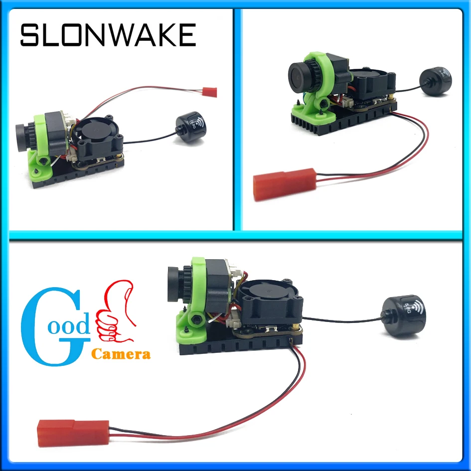 SLONWAKE Upgraded FPV System 5.8GHz 48CH 1000mW adjustable FPV Transmitter and CMOS 1000TVL Camera for RC Cars FPV Racing Drone