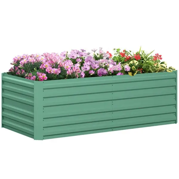

Outsunny Light Green Garden Bed - Galvanized Steel Raised Planter with Rods 71 x 36 x 23