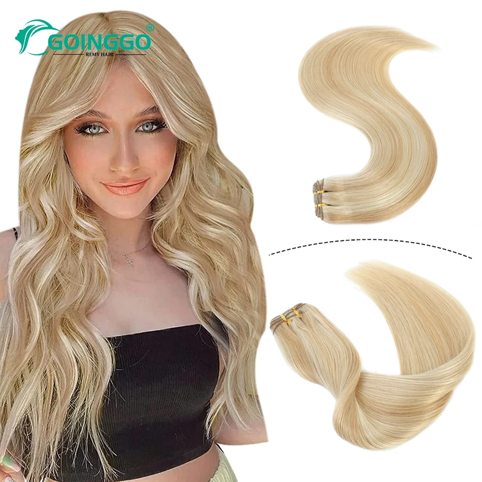 100% Human Hair Weft Straight European Remy Hair Bundles Salon Quality Hair Ash Blonde Highlight Platinum Blonde 100g/Pc