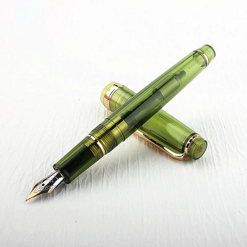 Imagem -02 - Jinhao-caneta-tinteiro com Canetas de Tinta Transparência Dourado ef f m Nib Escritório Comercial Material Escolar 82