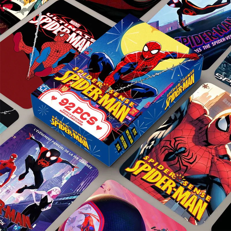 

Cartoon Spider Man HD Photo Card Anime Peripheral Box Collection Card Greeting Cards Sticker 92pcs Cards