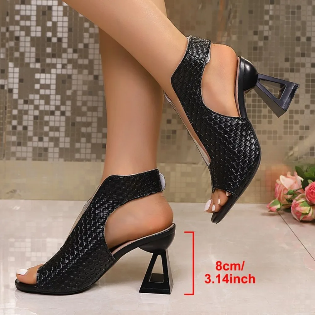 

2025 New Large Size Women Sandals Thick Heeled Fashion Sandals Fish Mouth High Heels Shoes for Women Outdoor Comfortable Shoes
