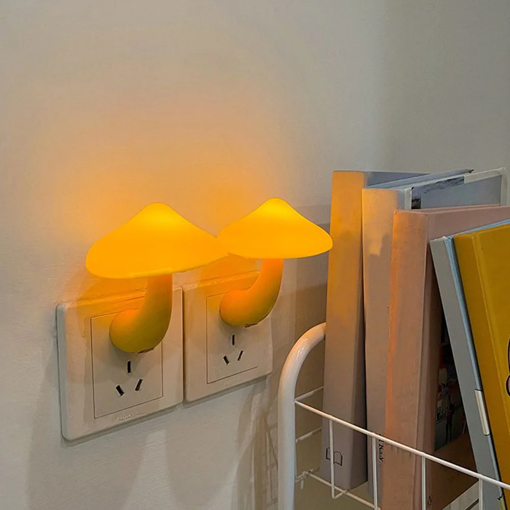 

LED Bedside Lamp Small Mushroom Night Light Yellow TableSleep Lamp Plastic Desk Decor Hotel Room Atmosphere Creative
