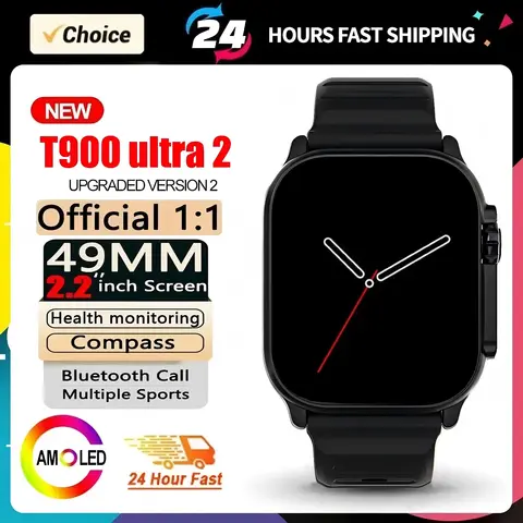 2025 T900 Ultra 2 Smart Watch Men 49mm Series 8 2.3 "AMOLED Screen NFC Compass Waterproof for IOS Watch IWO Ultra 8 Smartwatch