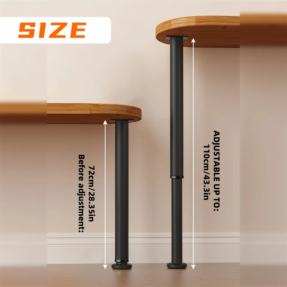 1PCS Metal Furniture Table Leg Adjustable Metal 72-110cm Cylindrical Furniture Legs for DIY Projects Workbenches,Dining image 4