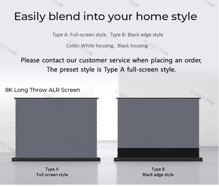 92-150 inch Motorized Floor-Rising 3D Projector Screen Anti-Light Gray Crystal Screen for Long Throw Projector Home Theater