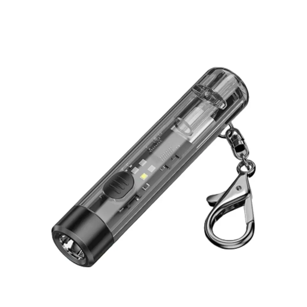 Portable Mini Keychain Flashlight USB Rechargeable UV/Red Light Pocket LED Flashlight with 6 Modes 80 Lumen Small Flashlight