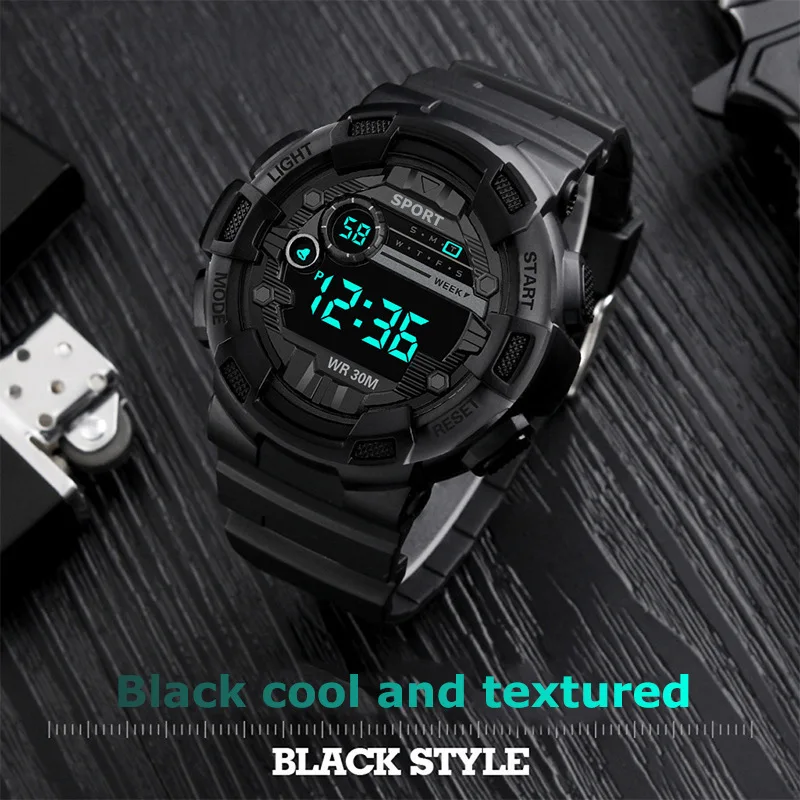 YIKAZE Men\'s Sports Watches Waterproof Luminous Multifunction Clock Cool Outdoor Digital Fitness Military Watch for Man Student