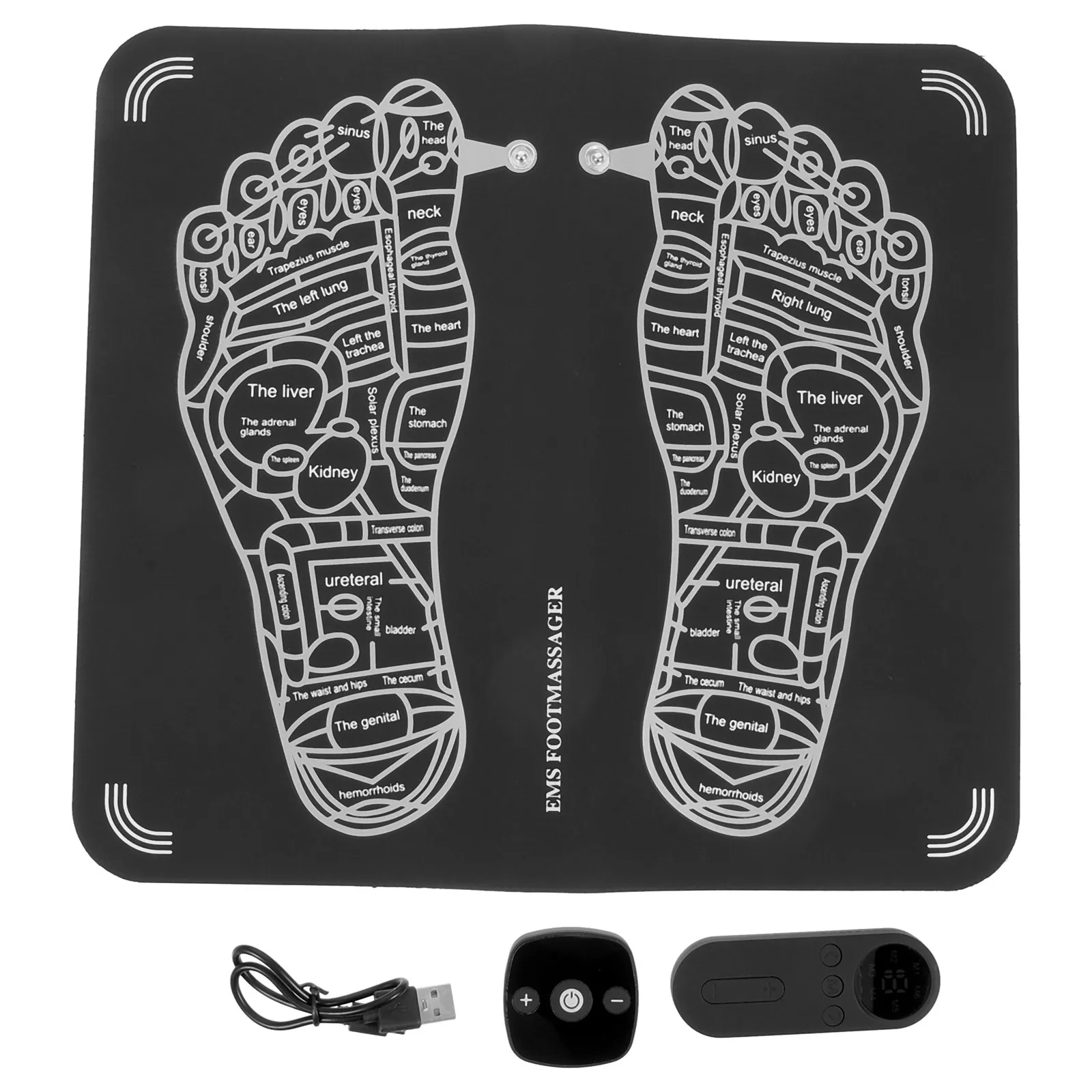 Cuscino per massaggio ai piedi Ricarica USB Massaggiatore elettrico per piedi 6 Manipolazioni di base 15 livelli di intensità Allevia il dolore muscolare