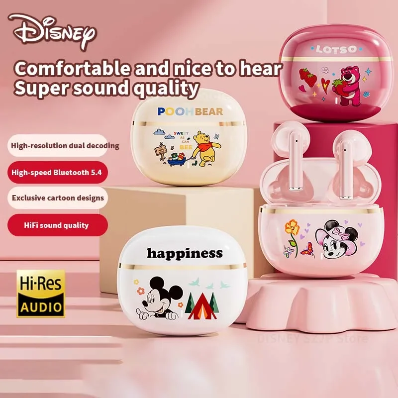 Disney J08B TWS auriculares Mickey dibujos animados auriculares inalámbricos Bluetooth 5,4 sonido HIFI reducción de ruido auriculares batería de larga duración