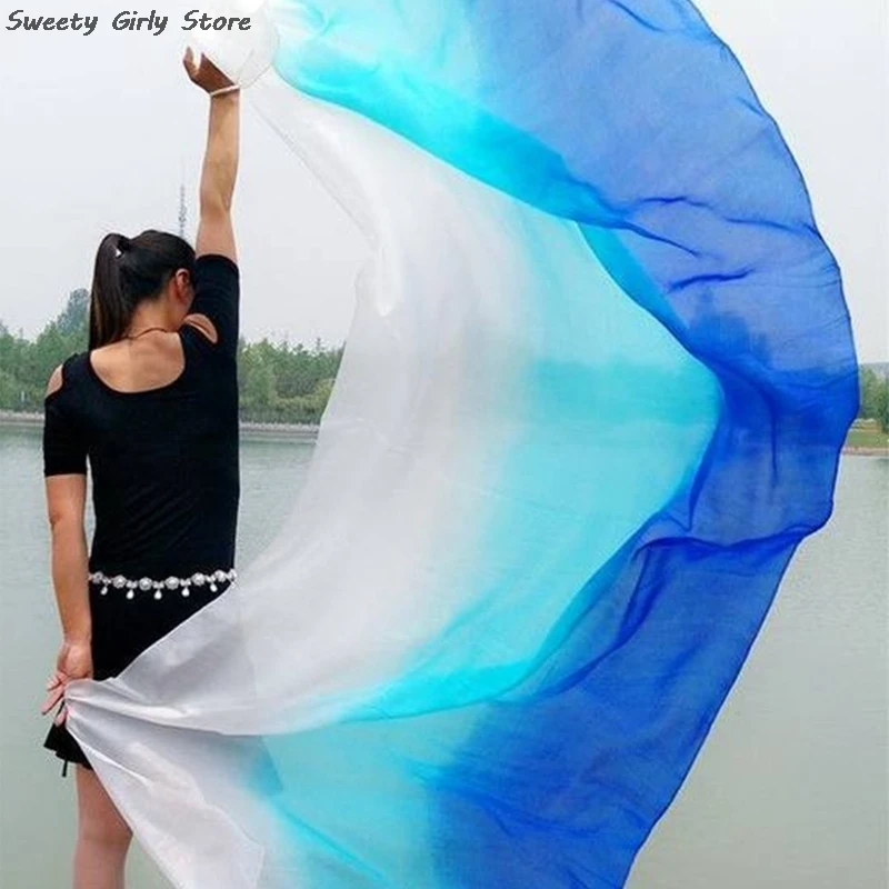 

2M Performance Ribbons Gradient Color Pashmina Hijabs Women Fashion Dancing Scarf Modern Latin Belly Dance Shawl for Beach Party