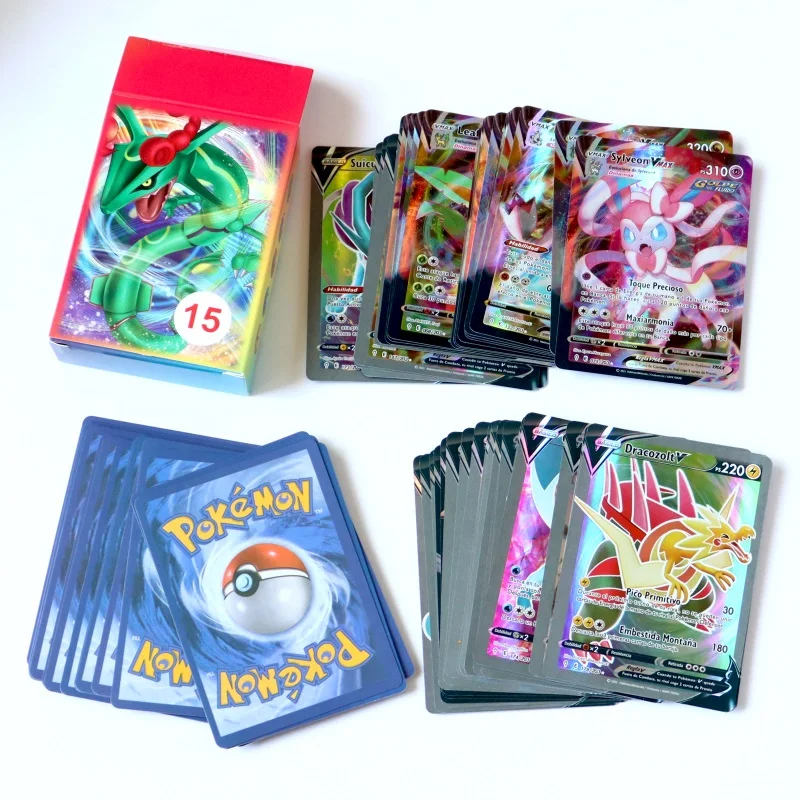 Cartão pokémon espanhol, 60-360 peças, tensão viva, caixa de reforço de fusão, brinquedo de coleção, presente de aniversário para crianças