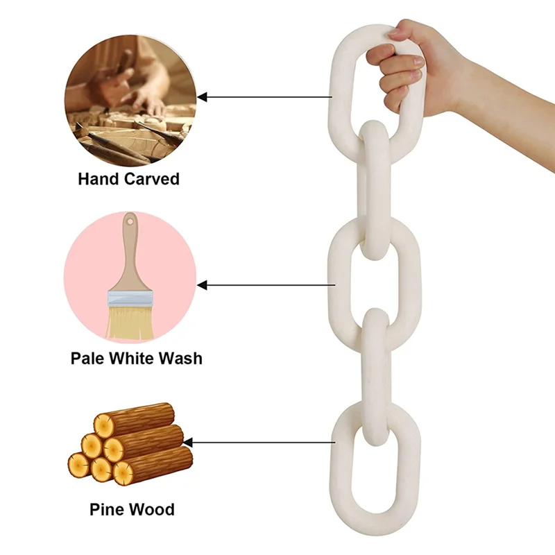 LICE-سلسلة خشبية ربط ديكور المنزل اليد 5-حلقة الفن الحرفية زخرفة لطاولة صينية مزرعة مكتب ريفي الجدار الديكور