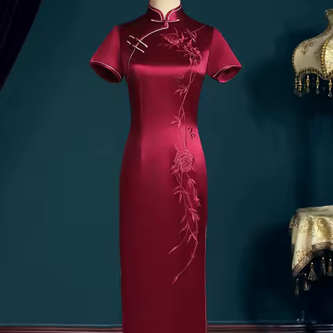 Yourqipao Chinese Traditional Wedding Dresses Mother Of The Bride Prom Dress Women Cheongsam Long Qipao Evening Dress